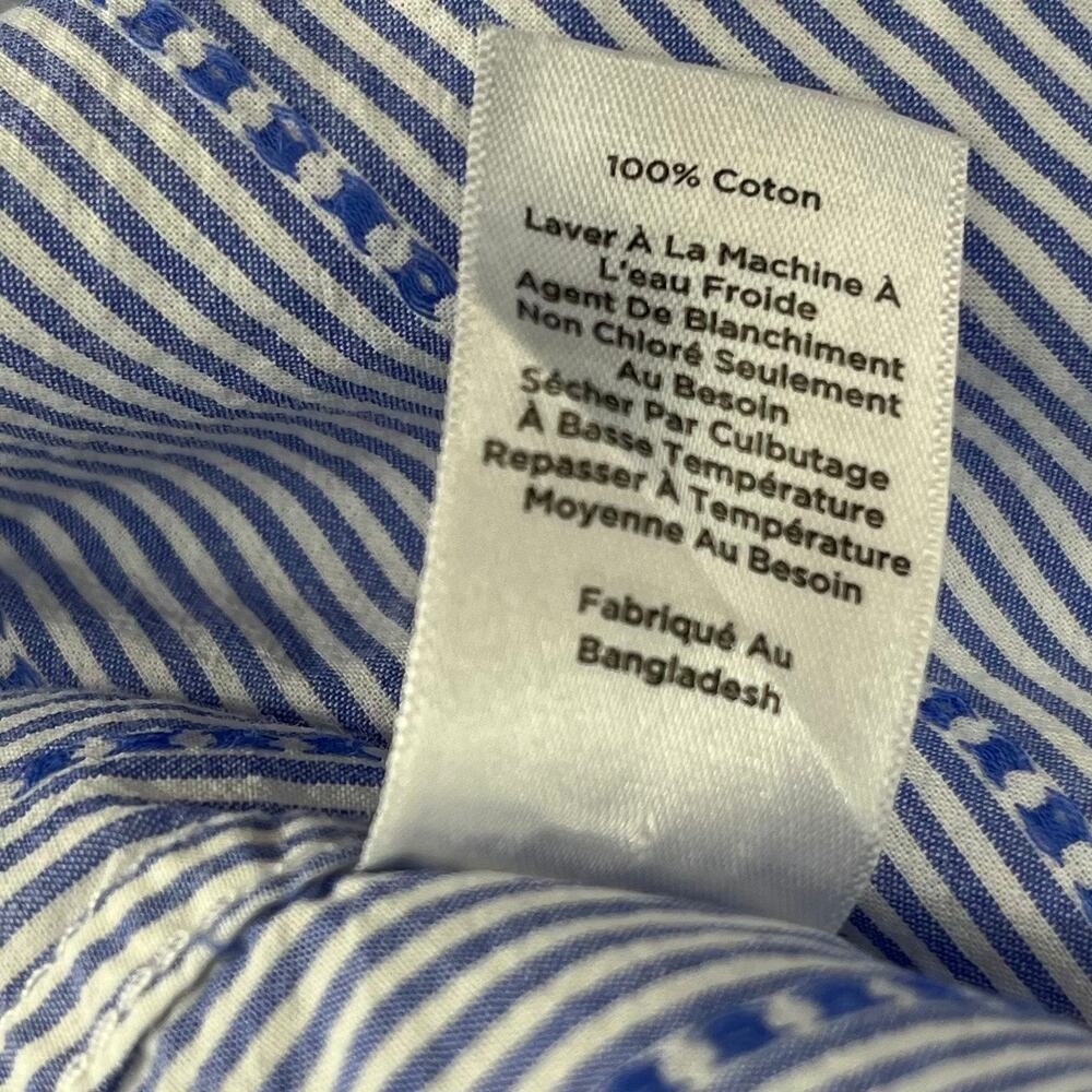 Talbots blue white cotton pinstripe women's button collared shirt‎ blouse (M) - Picture 8 of 8